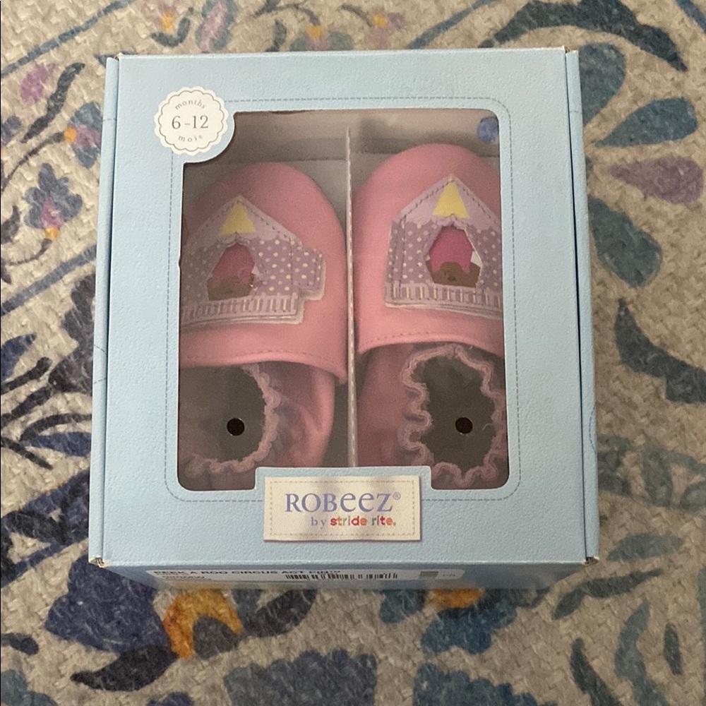 New! Robeez Pink Circus Walker Shoes 6-12 Months